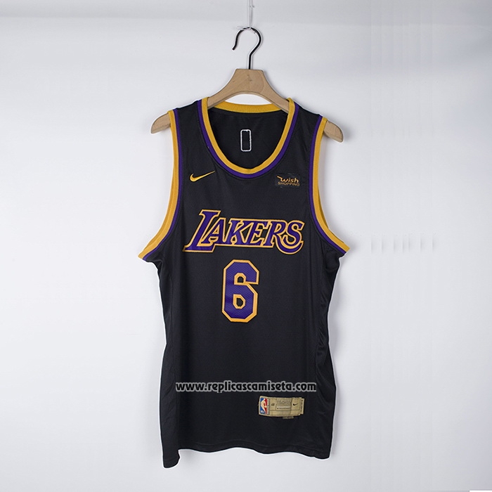 Camiseta Los Angeles Lakers LeBron James #6 Earned 2021-22 Negro